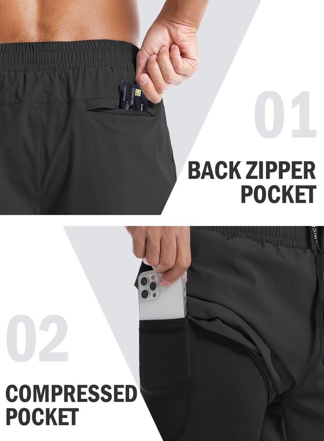 Aolesy Men’s 2 in 1 Running Shorts 7 Inch Quick Dry Workout Gym Shorts with Pockets Tennis Training Athletic Shorts with Liner for Men Black - Image 5